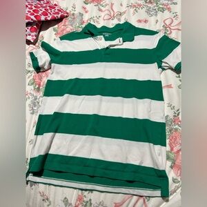Old Navy Kids Polo in Green and White Stripes